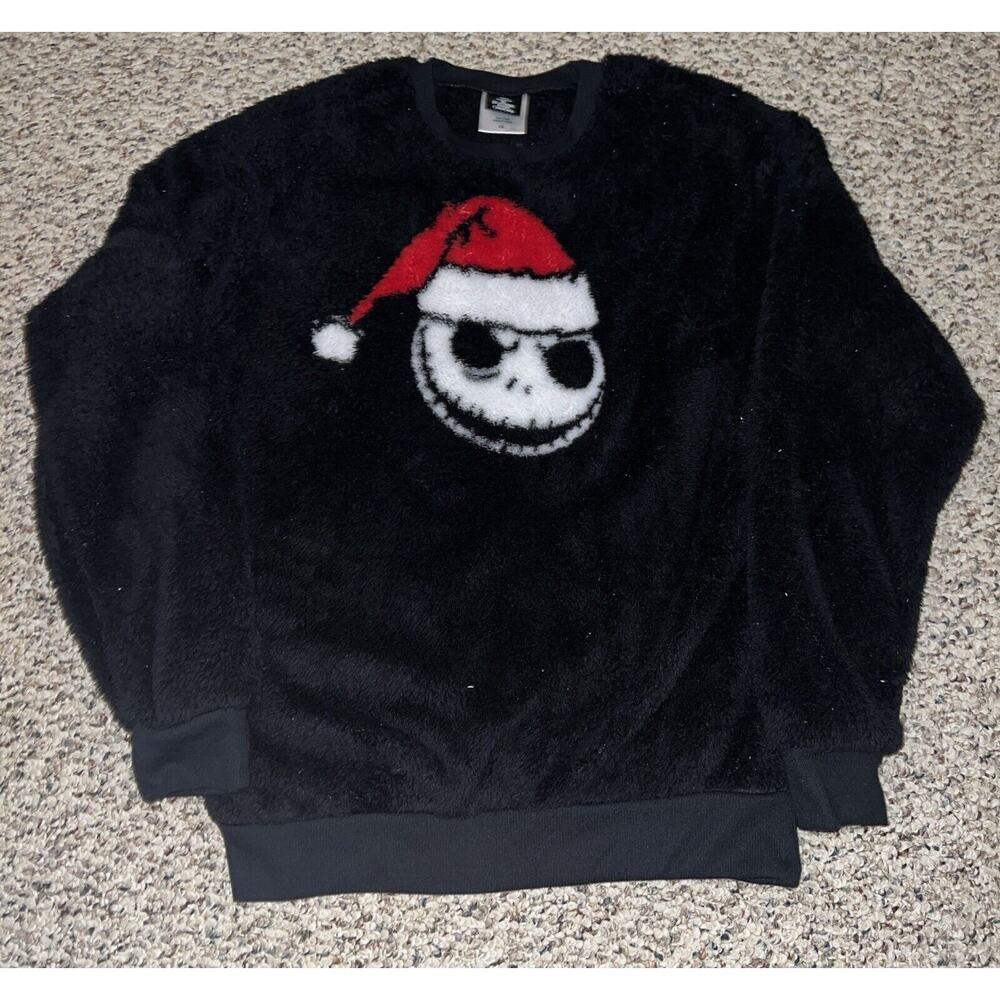 New Womens Disney Nightmare Before Christmas Sweatshirt Small Black Santa Jack